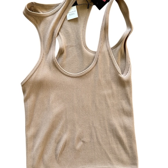 Brand New Ribbed Tank Top - Beige (One Size) - Picture 1 of 7